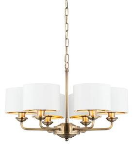 Hyesan White 6 Lights Ceiling Pendant Light In Antique Brass