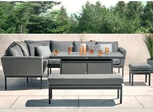 Arica Corner Lounge Set And Firepit Dining Table In Grey