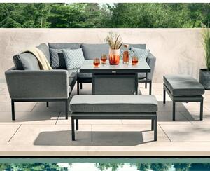 Arica Compact Lounge Set And Firepit Dining Table In Grey