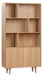 Javion Wooden Bookcase With 2 Doors In Natural Oak