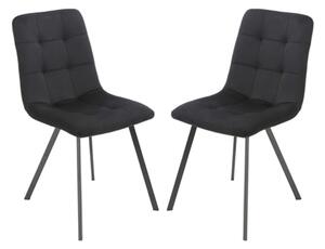 Sandy Squared Black Velvet Dining Chairs In Pair