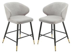 Manhattan Grey Linen Fabric Bar Chairs In Pair