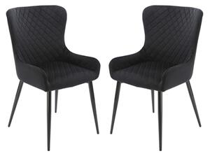 Laxly Diamond Black Velvet Dining Chairs In Pair