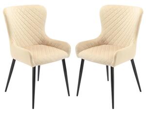 Laxly Diamond Beige Velvet Dining Chairs In Pair