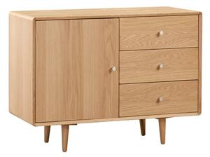 Javion Small Sideboard With 1 Door 3 Drawers In Natural Oak