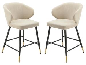 Manhattan Beige Linen Fabric Bar Chairs In Pair