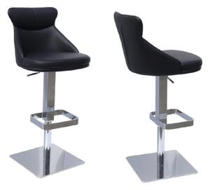 Saida Black Leather Bar Stools With Chrome Base In Pair