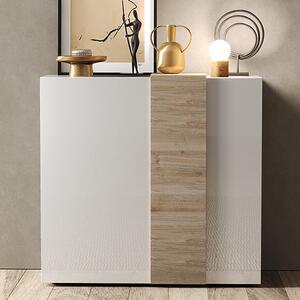 Noa High Gloss Highboard With 2 Doors In White And Oak