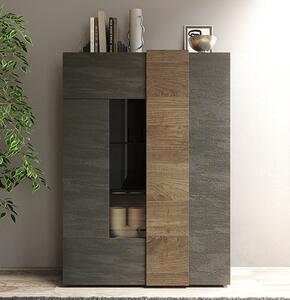 Noa Wooden Display Cabinet With 2 Doors In Titan And Mercury