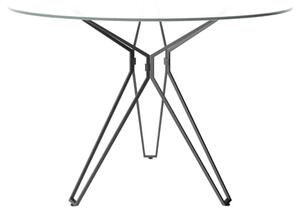 Shimotoda Clear Glass Round Dining Table With Grey Legs