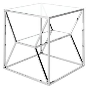 Milagro Clear Glass Square Side Table With Chrome Frame