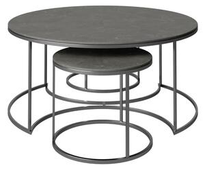 Ohrid Matte Grey Ceramic Nesting Coffee Tables With Metal Frame