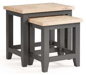 Baqia Wooden Nest Of 2 Tables In Dark Grey