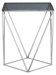 Shalom Square Black Glass Top Side Table With Silver Frame