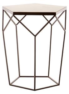 Shalom Pentagonal White Marble Top Side Table With Black Frame