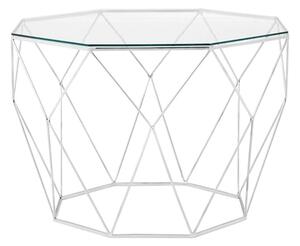 Shalom Octagonal Clear Glass Top Coffee Table With Silver Frame