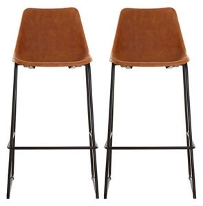 Kekoun Camel Faux Leather Bar Chairs With Black Legs In A Pair