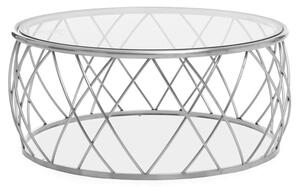 Orion Round Clear Glass Top Coffee Table With Silver Frame