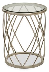 Orion Round Clear Glass Top Side Table With Silver Frame