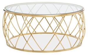 Orion Round Clear Glass Top Coffee Table With Gold Frame