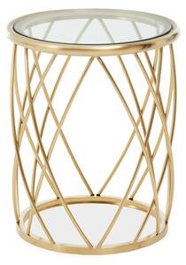 Orion Round Clear Glass Top Side Table With Gold Frame