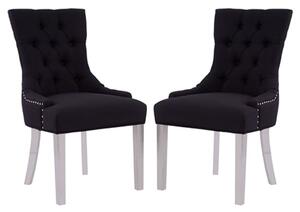 Mintaka Black Velvet Dining Chairs With Chrome Legs In A Pair