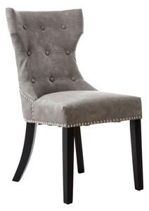 Adalinise Leather Dining Chair With Wooden Legs In Grey