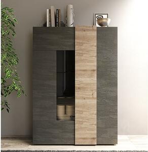 Noa Wooden Display Cabinet With 2 Doors In Titan And Oak