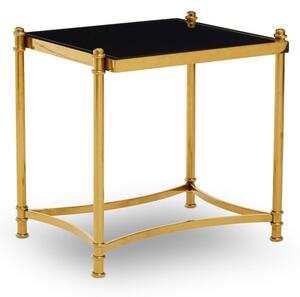 Orion Black Glass Top Side Table With Gold Metal Frame