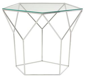 Shalom Pentagonal Clear Glass Top Coffee Table With Silver Frame