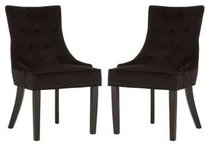 Adalinise Black Velvet Dining Chair With Wooden Legs In A Pair