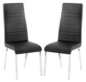 Dora Black Faux Leather Dining Chairs With Chrome Legs In Pair