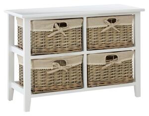 Mesan Wide Wooden Chest Of 4 Woven Willow Drawers In White