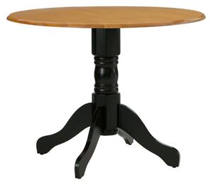 Varmora Round Wooden Dining Table In Oak And Black