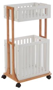 Nusakan Wooden 2 Tier Storage Trolley In White And Natural