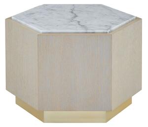 Vigap Large White Marble Top Side Table With White Wooden Base