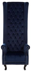 Trento Tall Upholstered Velvet Porter Chair In Midnight Blue