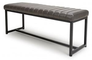 Aboba Leather Dining Bench With Metal Legs In Grey