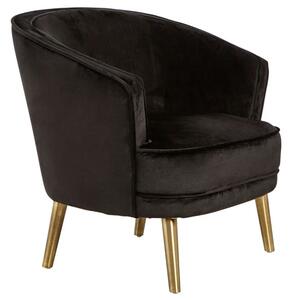 Luxury Round Upholstered Velvet Armchair In Black