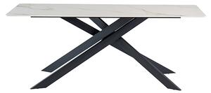 Caelan 200cm Marble Dining Table In Kass Gold With Black Legs