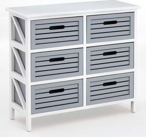 Varmora Wooden Chest Of 6 Drawers In White And Grey