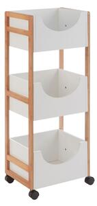 Nusakan Wooden 3 Tier Storage Trolley In White And Natural