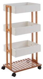 Nusakan Wooden 4 Tier Storage Trolley In White And Natural