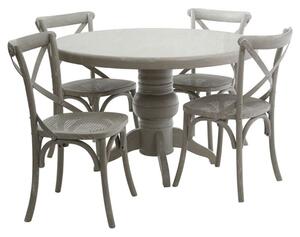 Varmora Wooden Dining Table With 4 Chairs In Grey Wash