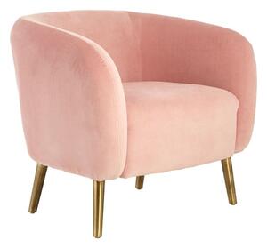 Luxury Round Upholstered Velvet Armchair In Pink