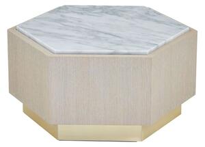 Vigap Small White Marble Top Side Table With White Wooden Base