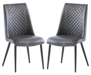 Adora Grey Faux Leather Dining Chairs In Pair