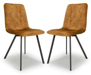 Cluj Bronze Velvet Dining Chairs With Black Legs In Pair