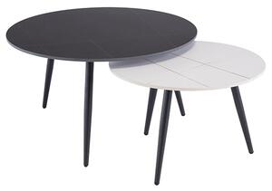 Lerato Round Set Of 2 Marble Coffee Tables In Black And White