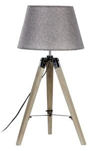 Tuscany Grey Fabric Shade Table Lamp With Wooden Tripod Base